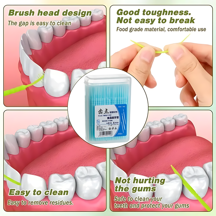 FLORANCE BEAUTY™ 200PC DISPOSABLE DOUBLE-HEADED INTERDENTAL BRUSHES
