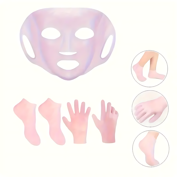 Florance Beauty™ 2-Pack Silicone Moisturizing Foot Socks & Facial Mask
