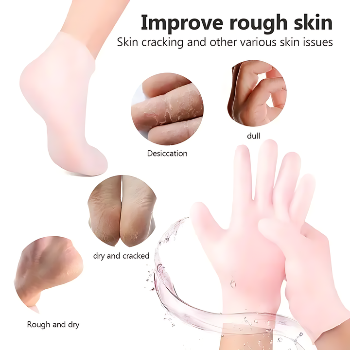 Florance Beauty™ 2-Pack Silicone Moisturizing Foot Socks & Facial Mask

