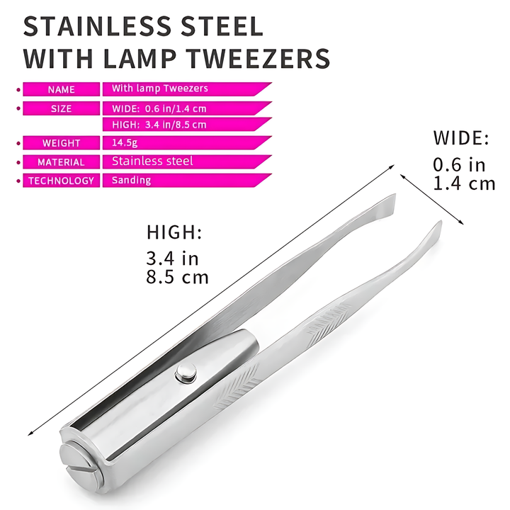 Florance Beauty™ LED Light Stainless Steel Tweezers
